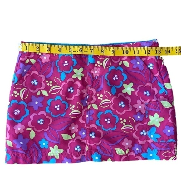 L.L. Bean Skirt Pockets Bright Florals Pink Blue Purple Green Girls Size 6X/7 - Picture 5 of 7